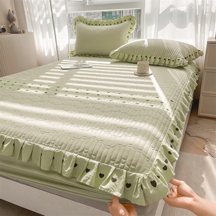 91家纺网 家纺一手货源 找家纺 （总）宜凡家纺 2024新品全棉夹棉花边床笠三件套-心情