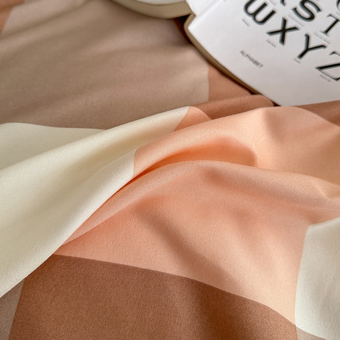 91家纺网 家纺一手货源 找家纺 家贝爱 2024新款简约轻奢水洗棉四件套 粉玉大格