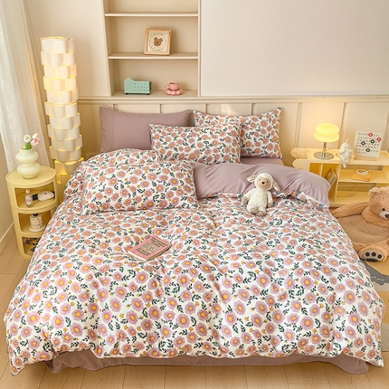 91家纺网 家纺一手货源 找家纺 梦之岛 2024新款A类母婴级泡泡棉皱皱纱碎花四件套 浅汐