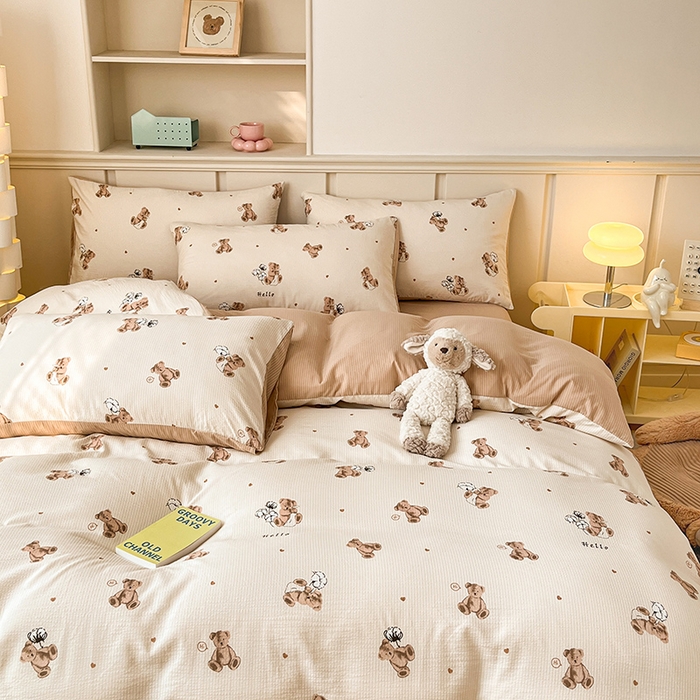 91家纺网 家纺一手货源 找家纺 （总）梦之岛 2024新款A类母婴级泡泡棉皱皱纱碎花四件套