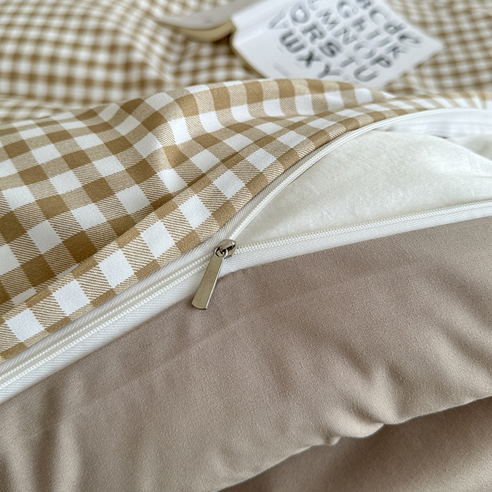 91家纺网 家纺一手货源 找家纺 家贝爱 2024新款简约轻奢水洗棉四件套 米小格