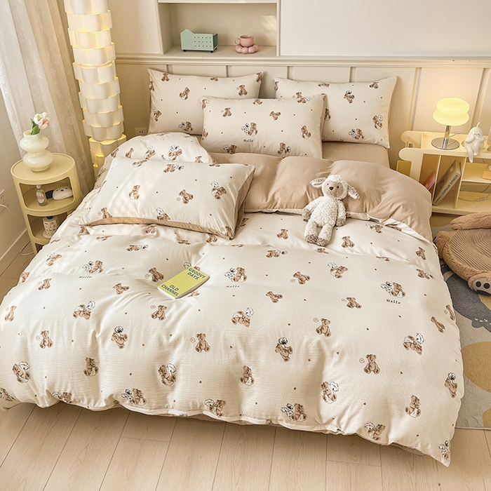 91家纺网 家纺一手货源 找家纺 （总）梦之岛 2024新款A类母婴级泡泡棉皱皱纱碎花四件套