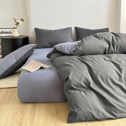 家贝爱 2024新款简约轻奢水洗棉四件套 典雅灰高级灰