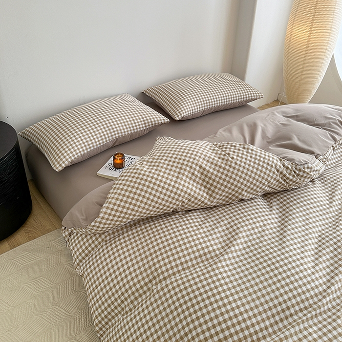 91家纺网 家纺一手货源 找家纺 家贝爱 2024新款简约轻奢水洗棉四件套 米小格