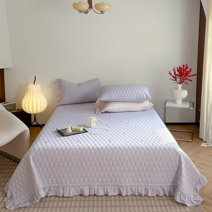 诗黛尔 2024春夏新款水洗棉夹棉床盖三件套系列-浪漫花语 浪漫花园-紫