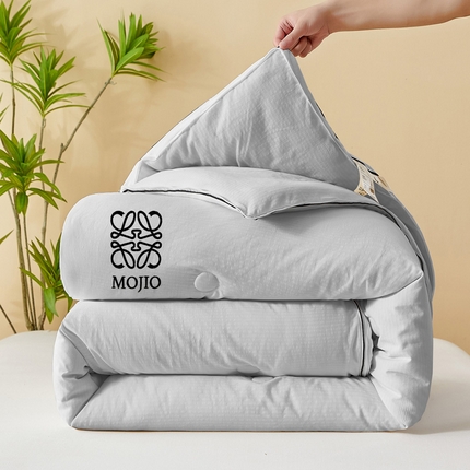 91家纺网 家纺一手货源 找家纺 一加一 2025新款黑边立体刺绣大豆 二合一子母被 银灰