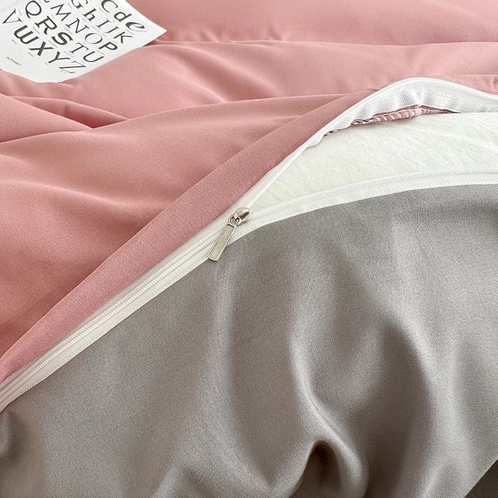 91家纺网 家纺一手货源 找家纺 家贝爱 2024新款简约轻奢水洗棉四件套 豆沙灰