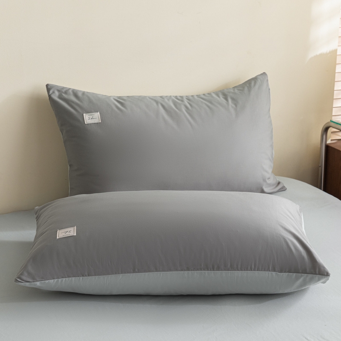 91家纺网 家纺一手货源 找家纺 ab家纺 2024新款40支全棉水洗棉双拼四件套 深灰浅灰