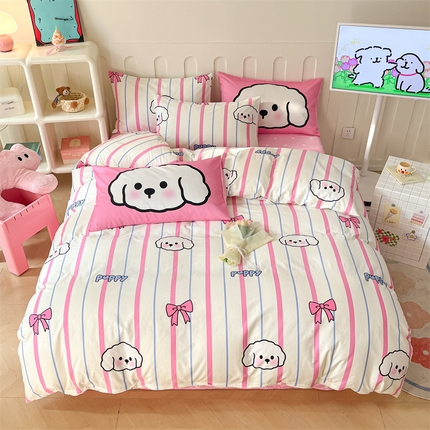 91家纺网 家纺一手货源 找家纺 （总）呗旺鹿  2024新款舒适亲肤全棉40支大平网定位枕萌趣印花卡通四件套