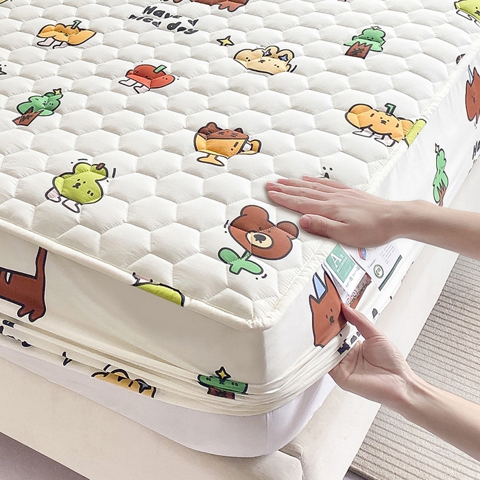 91家纺网 家纺一手货源 找家纺 九亭家纺 2024新款A类抗菌全棉夹棉防水床笠 防水-欢乐家族