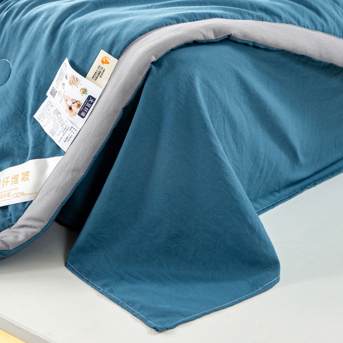 91家纺网 家纺一手货源 找家纺 森林人 2024新款A类水洗棉大豆纤维夏被四件套 宾利蓝