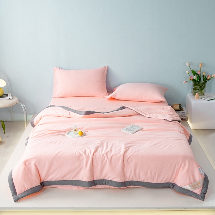 91家纺网 家纺一手货源 找家纺 森林人 2024新款A类水洗棉大豆纤维夏被四件套 优雅玉