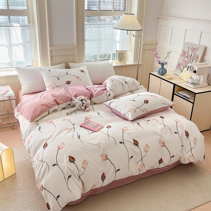 91家纺网 家纺一手货源 找家纺 优彩 2025新款花花系列13372全棉四件套 若兰