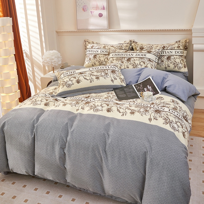 91家纺网 家纺一手货源 找家纺 雲归梦 2023新款全棉AB版加厚四件套 赫本 灰