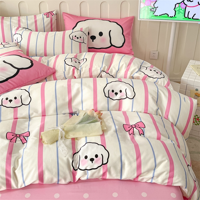 91家纺网 家纺一手货源 找家纺 （总）呗旺鹿  2024新款舒适亲肤全棉40支大平网定位枕萌趣印花卡通四件套