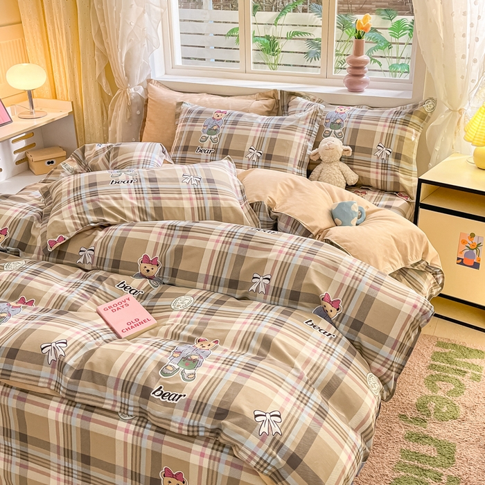 91家纺网 家纺一手货源 找家纺 铭成家纺 2024新款新疆棉喷气印花小清新系列单被套 沫沫小姐