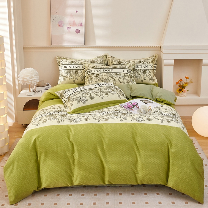 91家纺网 家纺一手货源 找家纺 雲归梦 2023新款全棉AB版加厚四件套 赫本 绿