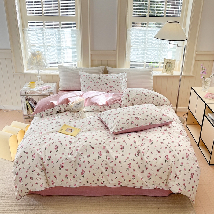 91家纺网 家纺一手货源 找家纺 优彩 2025新款花花系列13372全棉四件套 小玫瑰