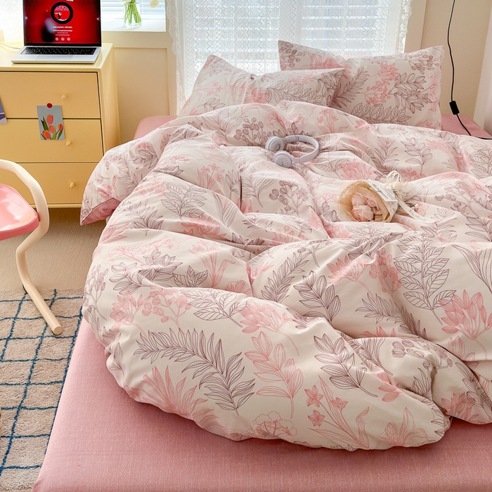 91家纺网 家纺一手货源 找家纺 优彩 2025新款花花系列13372全棉四件套 春来