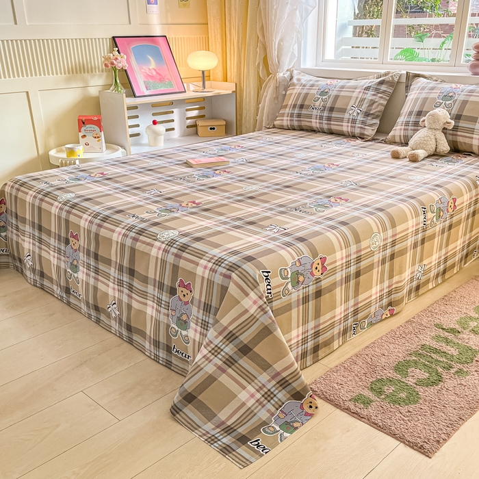 91家纺网 家纺一手货源 找家纺 铭成家纺 2024新款新疆棉喷气印花小清新系列单床单 沫沫小姐