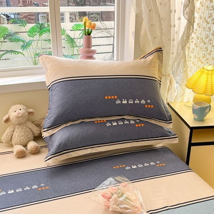 铭成家纺 2024新款新疆棉喷气印花小清新系列单品枕套 极光-蓝