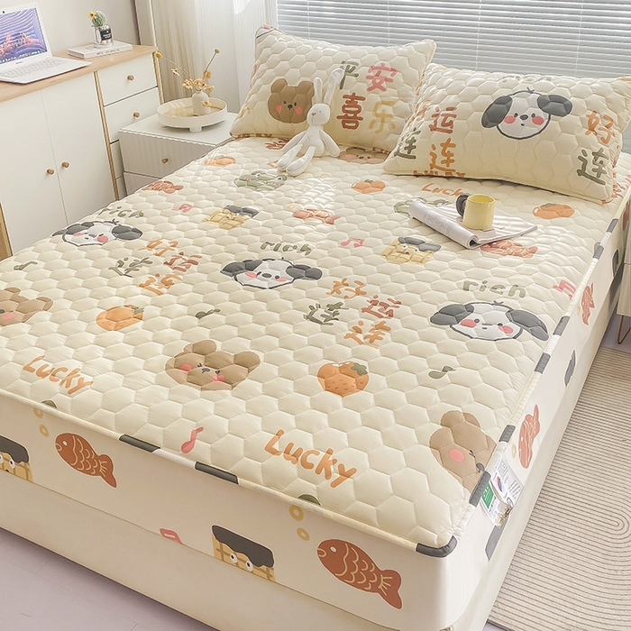 91家纺网 家纺一手货源 找家纺 九亭家纺 2024新款A类抗菌全棉夹棉防水床笠 防水-好运连连