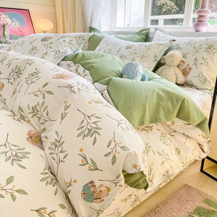 91家纺网 家纺一手货源 找家纺 （总）铭成家纺 2024新款新疆棉喷气印花小清新系列单被套