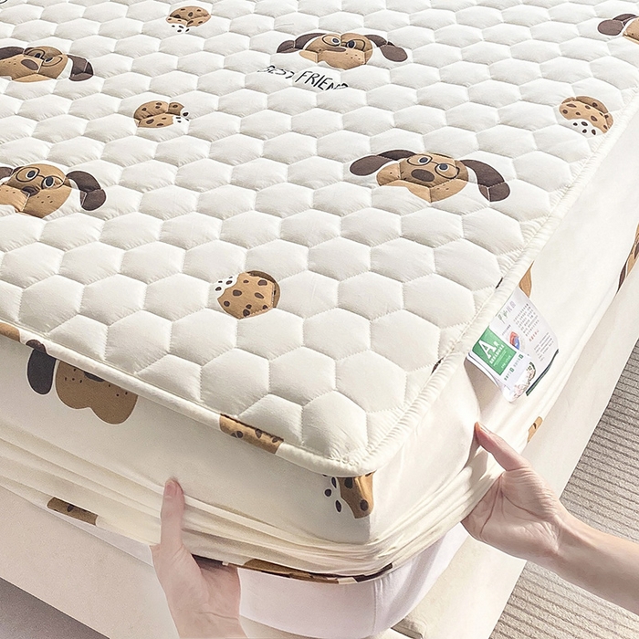 91家纺网 家纺一手货源 找家纺 九亭家纺 2024新款A类抗菌全棉夹棉防水床笠 防水-饼干狗