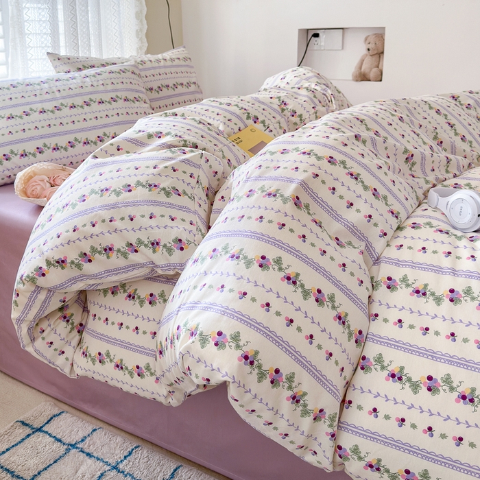 91家纺网 家纺一手货源 找家纺 优彩 2025新款花花系列13372全棉四件套 小葡萄