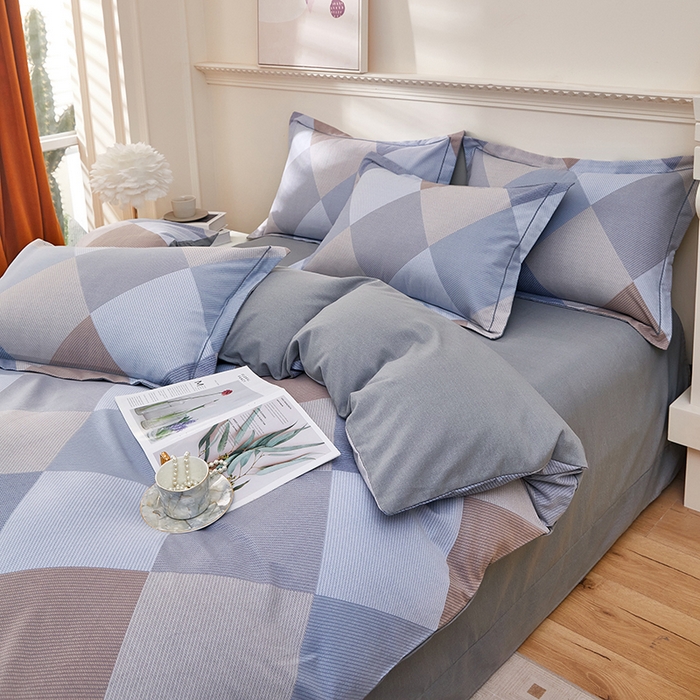 91家纺网 家纺一手货源 找家纺 雲归梦 2023新款全棉AB版加厚四件套 孟菲格 灰