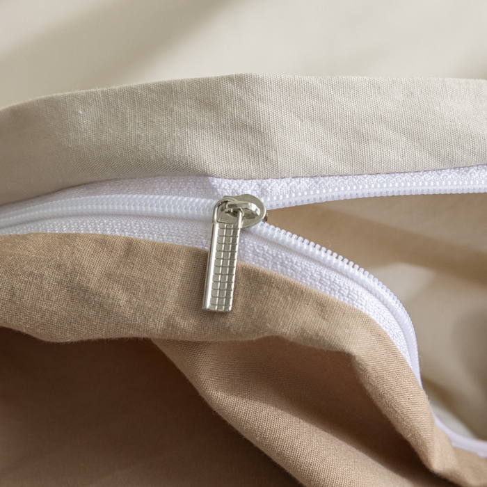 91家纺网 家纺一手货源 找家纺 ab家纺 2024新款40支全棉水洗棉双拼四件套 米-咖