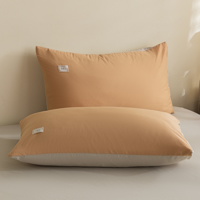 91家纺网 家纺一手货源 找家纺 ab家纺 2024新款40支全棉水洗棉双拼四件套 西柚米咖