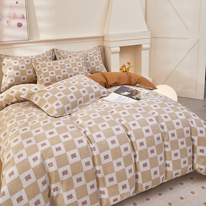 91家纺网 家纺一手货源 找家纺 雲归梦 2023新款全棉AB版加厚四件套 伽罗 咖