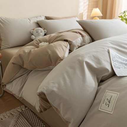 ab家纺 2024新款40支全棉双拼四件套 米-咖