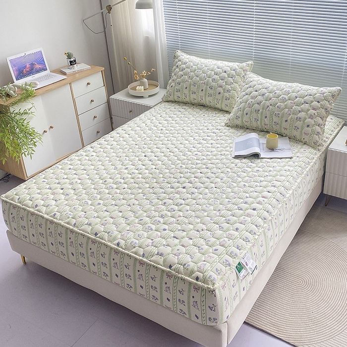 91家纺网 家纺一手货源 找家纺 九亭家纺 2024新款A类抗菌全棉夹棉防水床笠 防水-蝴蝶结