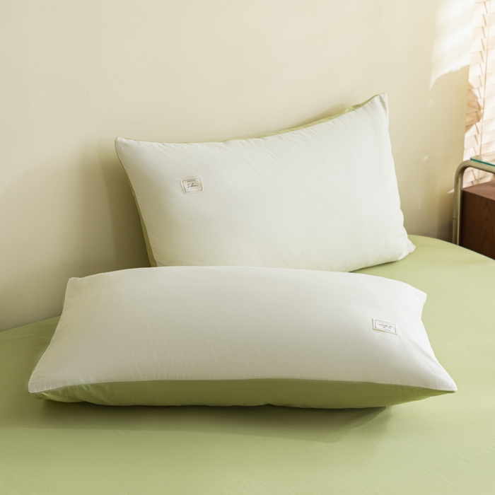 91家纺网 家纺一手货源 找家纺 ab家纺 2024新款40支全棉水洗棉双拼四件套 杏黄橄榄绿