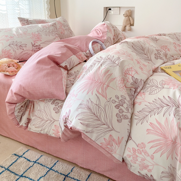 91家纺网 家纺一手货源 找家纺 优彩 2025新款花花系列13372全棉四件套 春来