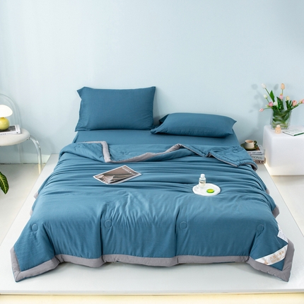 森林人 2024新款A类水洗棉大豆纤维夏被四件套 宾利蓝