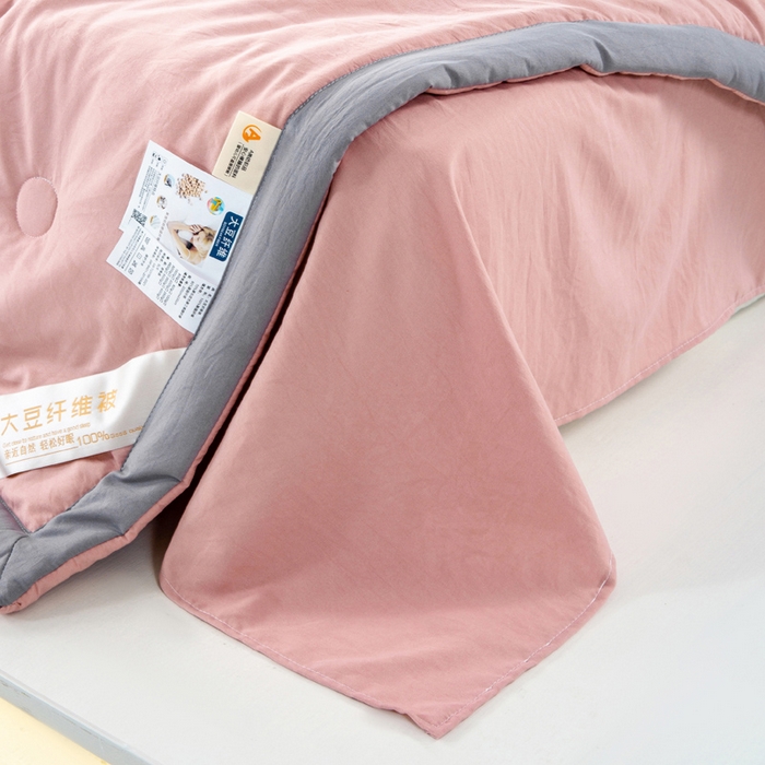 91家纺网 家纺一手货源 找家纺 森林人 2024新款A类水洗棉大豆纤维夏被四件套 豆沙