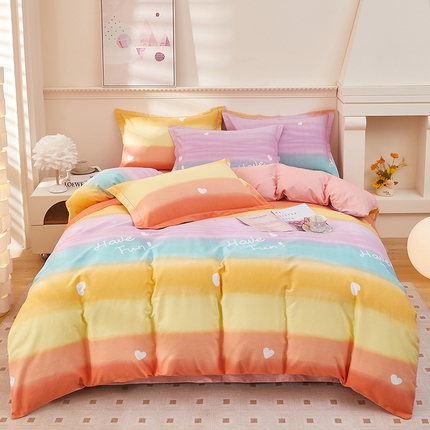 91家纺网 家纺一手货源 找家纺 雲归梦 2023新款全棉AB版加厚四件套 霓彩 桔