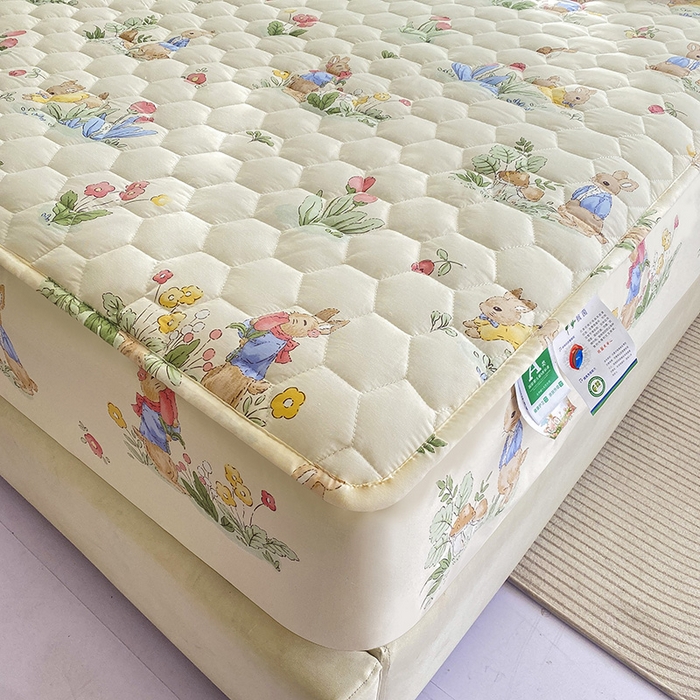 91家纺网 家纺一手货源 找家纺 九亭家纺 2024新款A类抗菌全棉夹棉防水床笠 防水-蘑菇屋