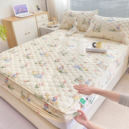 91家纺网 家纺一手货源 找家纺 （总）九亭家纺 2024新款A类抗菌全棉夹棉防水床笠