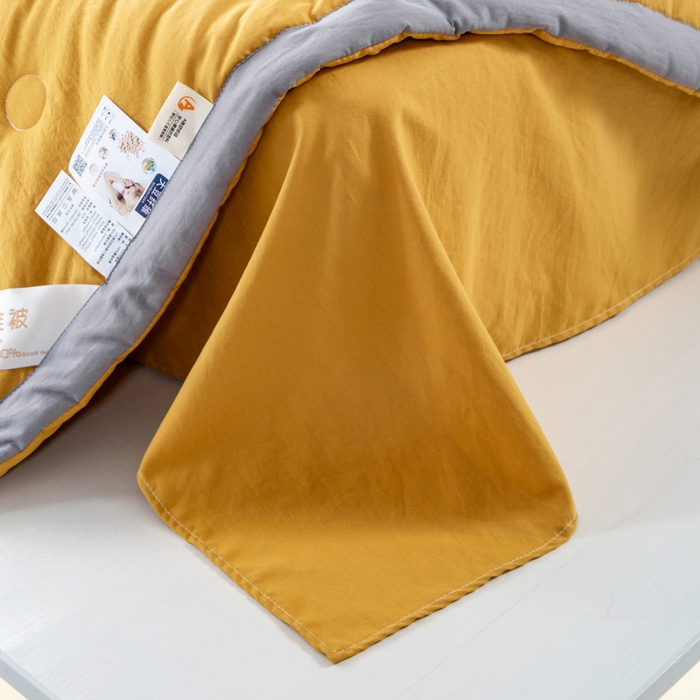 91家纺网 家纺一手货源 找家纺 森林人 2024新款A类水洗棉大豆纤维夏被四件套 柠檬黄