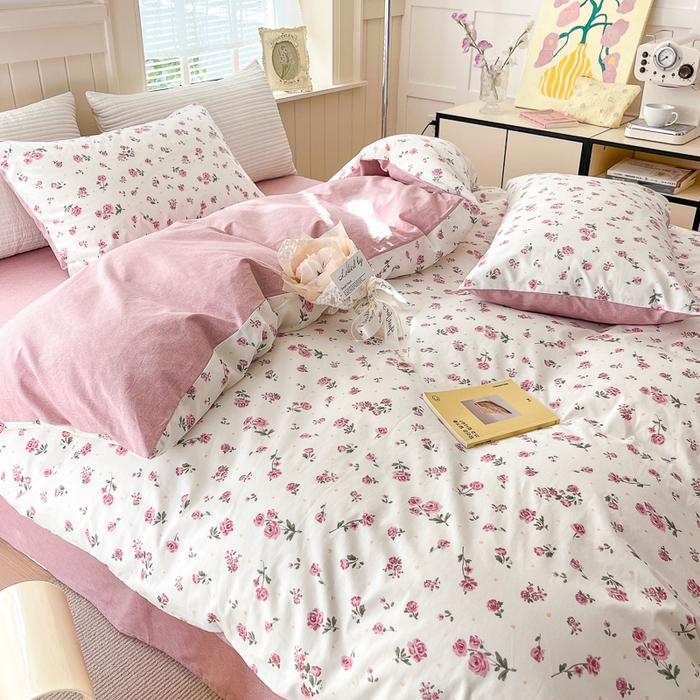 91家纺网 家纺一手货源 找家纺 优彩 2025新款花花系列13372全棉四件套 小玫瑰