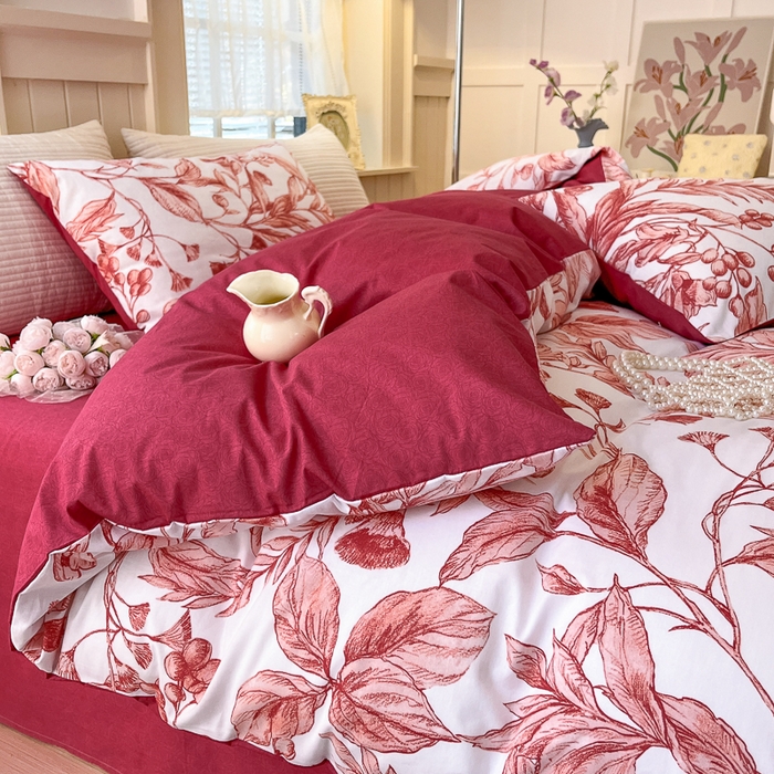 91家纺网 家纺一手货源 找家纺 优彩 2025新款花花系列13372全棉四件套 莉莉安