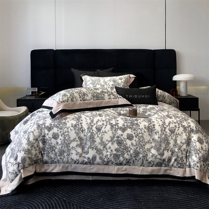 太古汇家居 2024新款活性数码印花四件套-华尔兹系列 华尔兹-粉