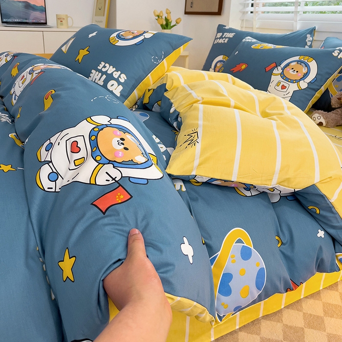 91家纺网 家纺一手货源 找家纺 西引力 2024新款全棉卡通印花单被套 宇航员