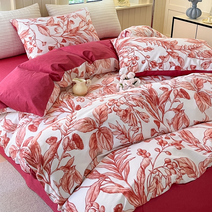 91家纺网 家纺一手货源 找家纺 优彩 2025新款花花系列13372全棉四件套 莉莉安