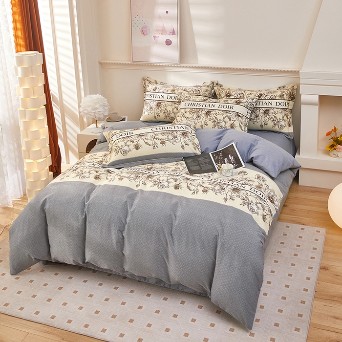 91家纺网 家纺一手货源 找家纺 雲归梦 2023新款全棉AB版加厚四件套 赫本 灰