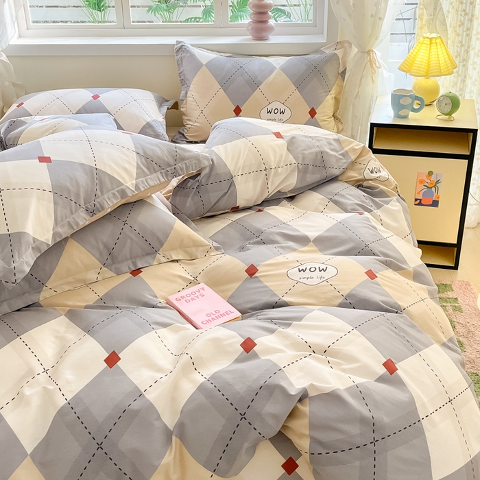 91家纺网 家纺一手货源 找家纺 铭成家纺 2024新款新疆棉喷气印花小清新系列单被套 意林-灰